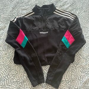 Adidas Black Sweatshirt with Pink and Green Details